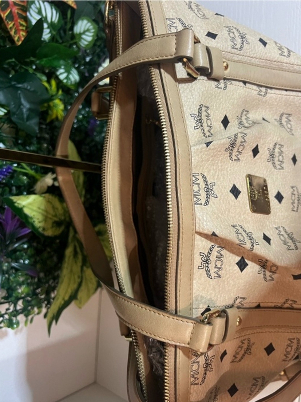 MCM Beige Logo Tote Bag - Designer Women's Handbag - Picture 6 of 9